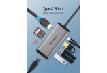 Hub USB Type-C 8 Cổng HDMI/USB 3.0/SD/TF/LPD/LAN (RJ45) Vention CNDHB